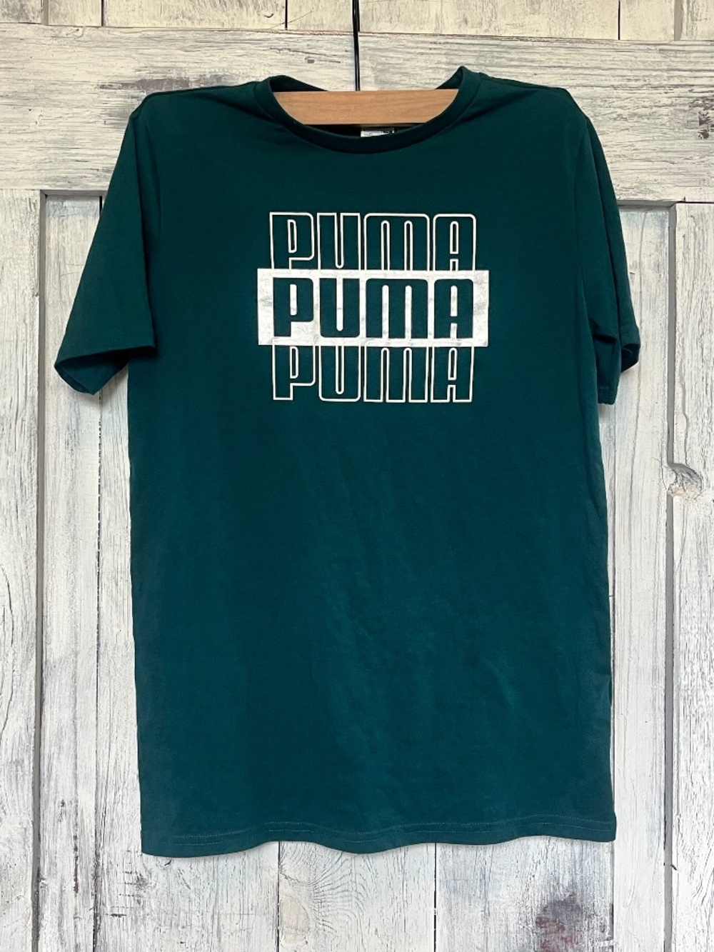 Puma-Boys Dark Green (More of a Teal) T-Shirt-Size L (14-16)